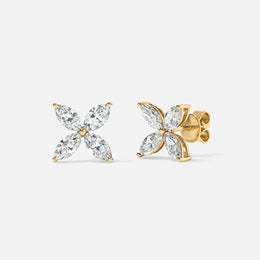 Marquise-Shaped Flower Diamond Studs
