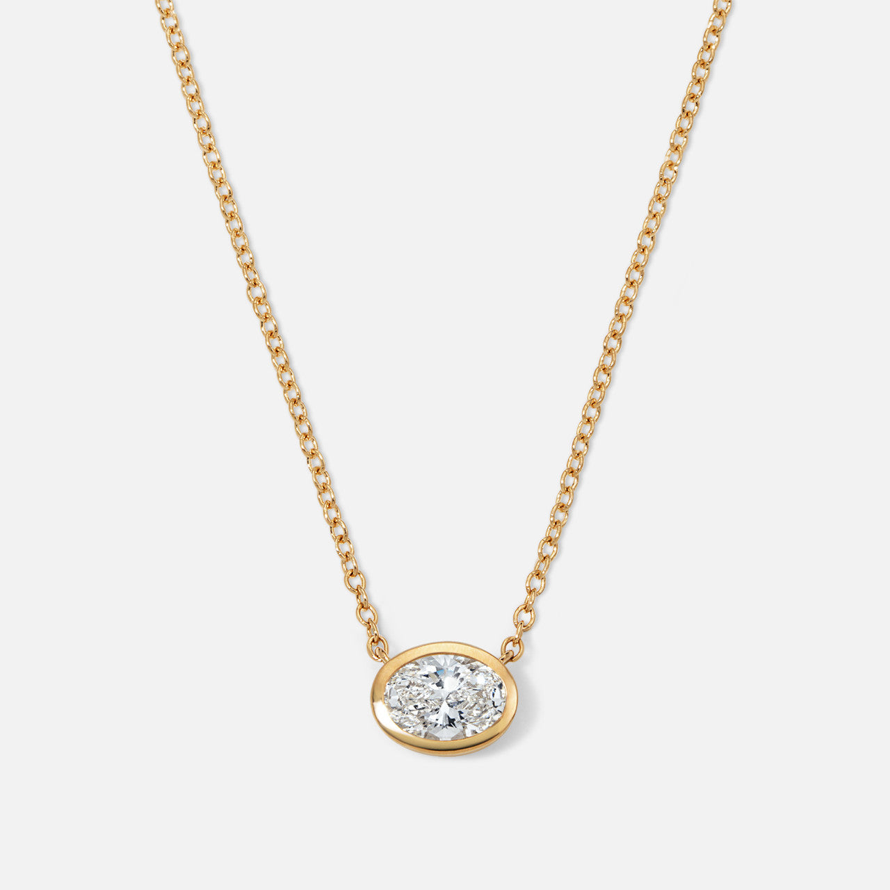 Refined by Razny Bezel-Set Oval Diamond Necklace in yellow gold