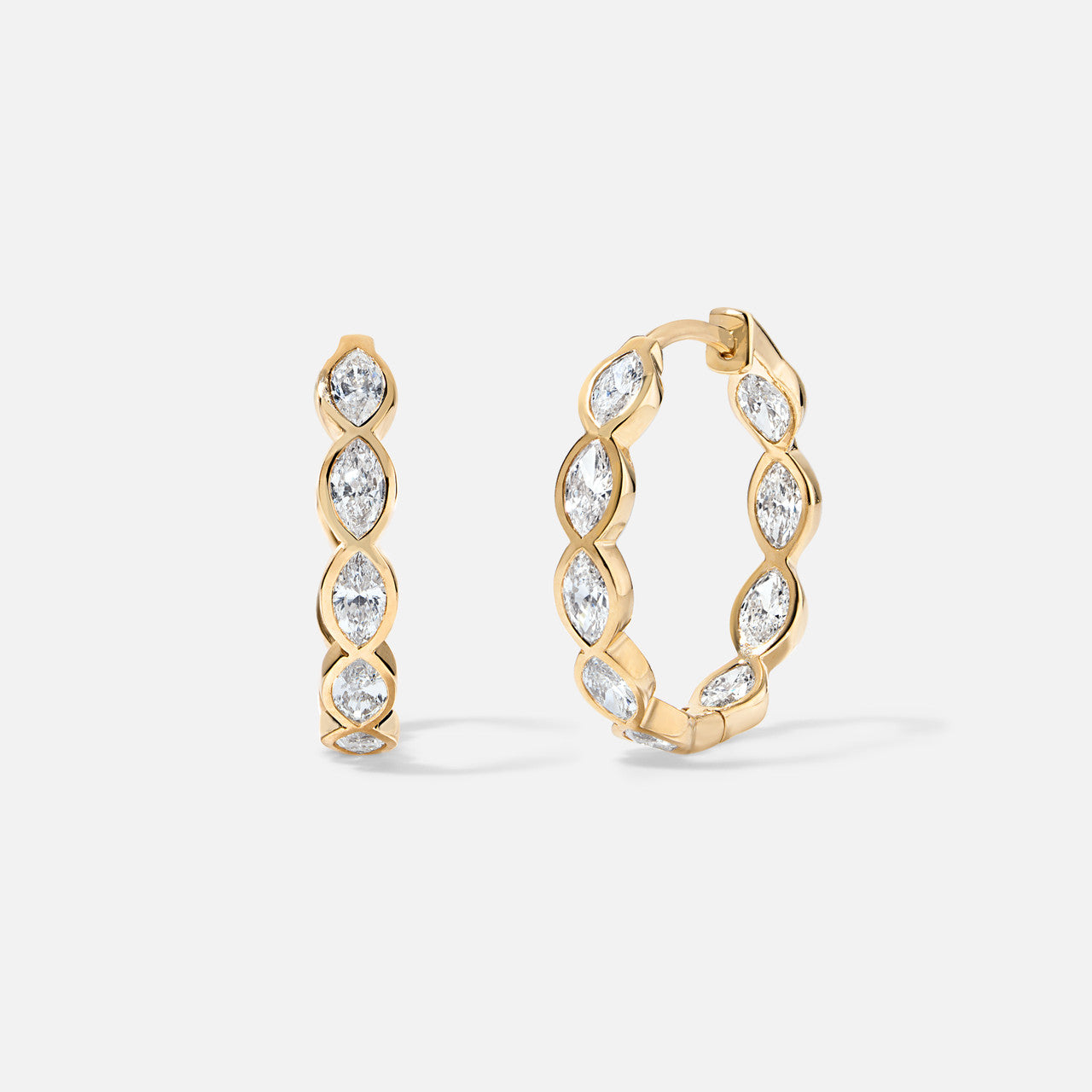 Refined Bezel-Set Marquise-Shape Diamond Hoops