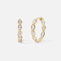 Bezel-Set Marquise-Shape Diamond Hoops