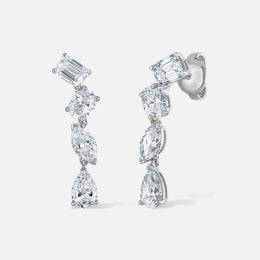 Mixed-Shaped Diamond Earrings in White Gold