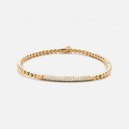Tresore Pavé Diamond Bar Beaded Stretch Bracelet