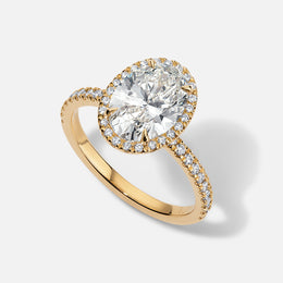 Accent Halo 18k Yellow Gold Semi-Mount for Oval Diamond