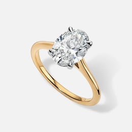 18k Yellow and White Gold Semi-Mount for Oval Solitaire