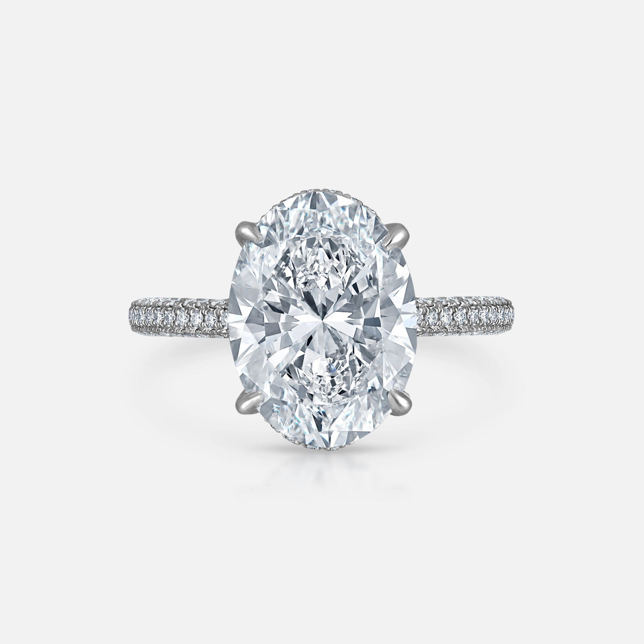 4.5-carat oval diamond engagement ring in platinum triple pave setting