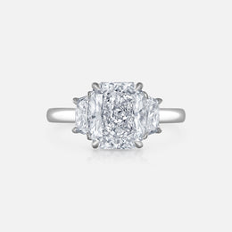 Radiant-Cut Diamond Engagement Ring With Trapezoid Side Stones