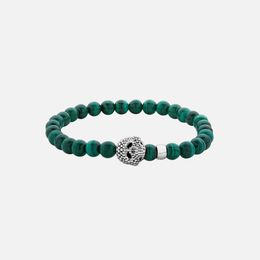 Malachite Skull Bead Bracelet