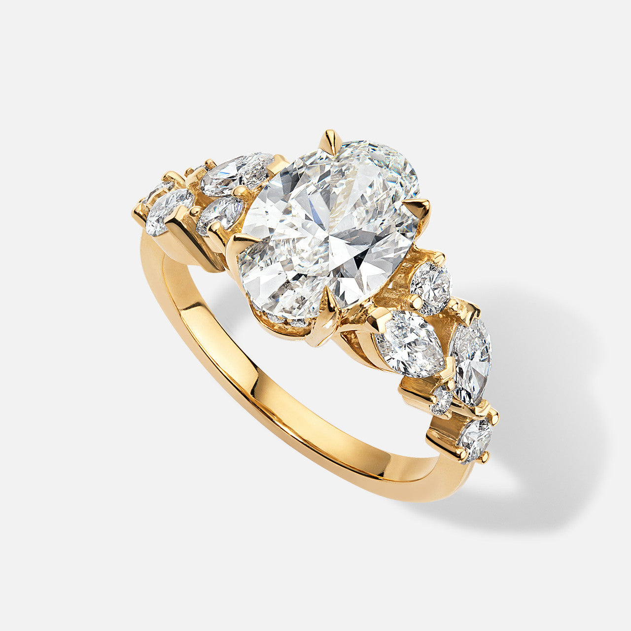 Forever by Razny 18k Yellow Gold Vintage Fleur Semi-Mount With Mixed-Shape Diamonds engagement ring setting