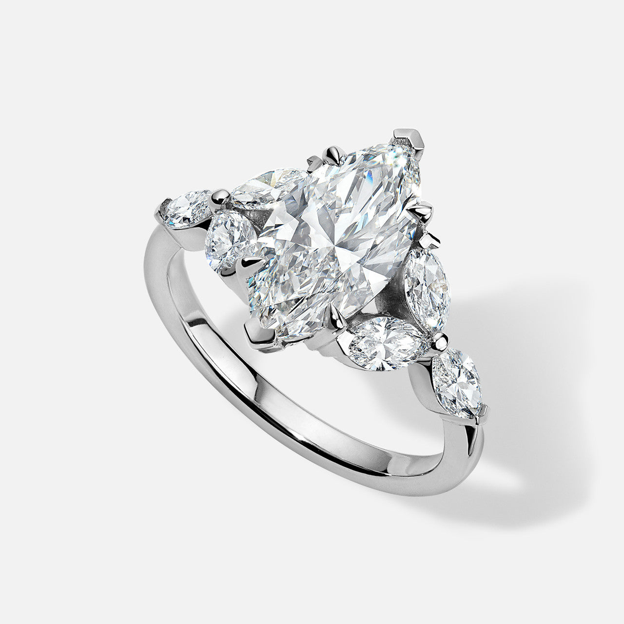 Forever by Razny18k White Gold Vintage Vine Semi-Mount With Marquise Diamonds