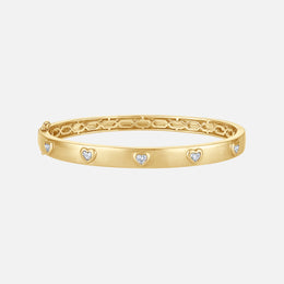 Heart-Shaped Diamond Bangle Bracelet