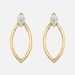 Bezel-Set Marquise-Diamond Gold Earrings