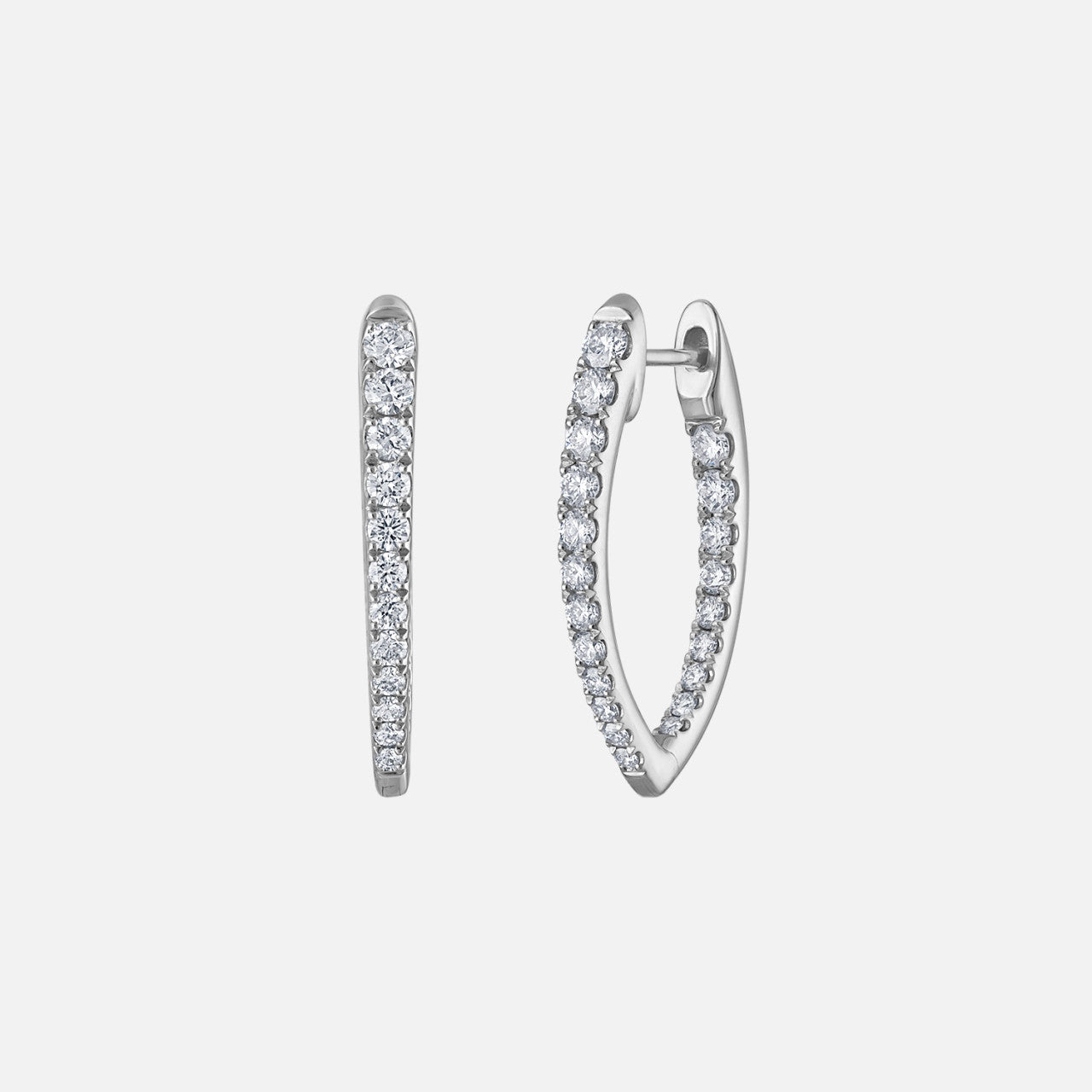 Small V Pave Diamond Hoops in white gold