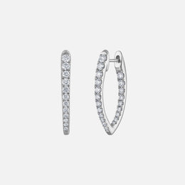 Small V Pave Diamond Hoops