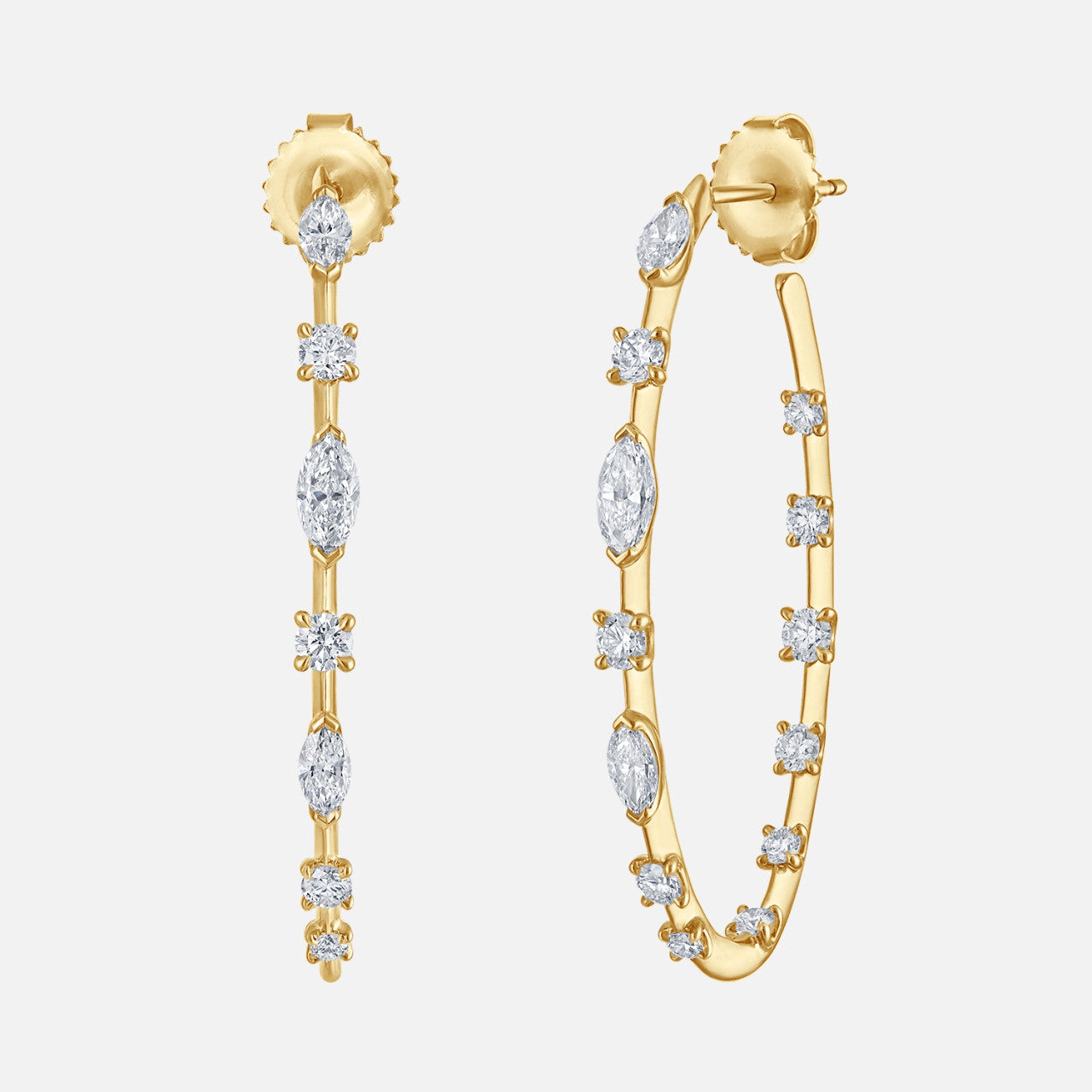 Yellow gold Large Starry Night Diamond Station Hoops