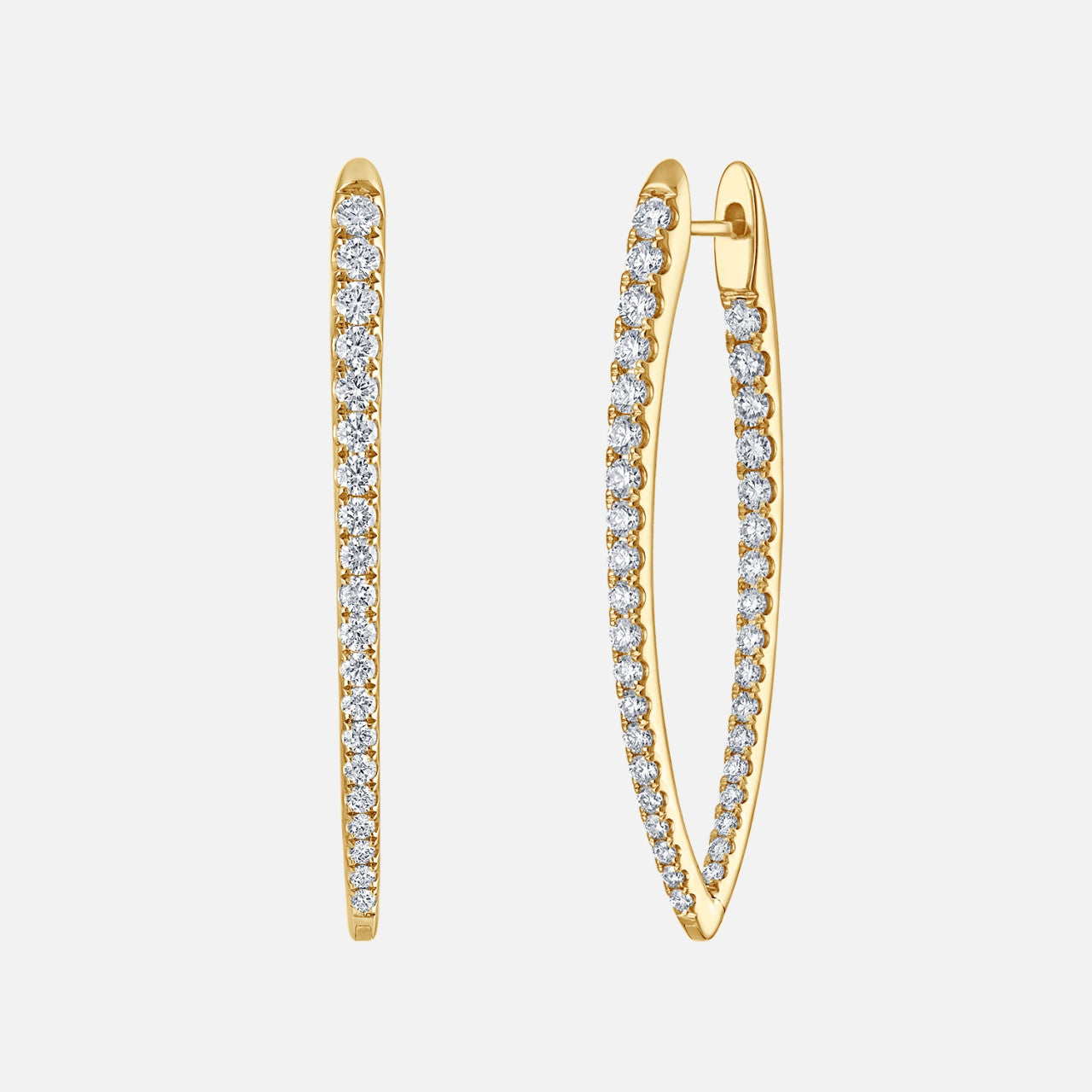 V Pave Hoops in yellow gold by Mémoire
