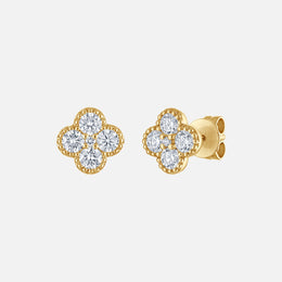Beaded Diamond Clover Studs