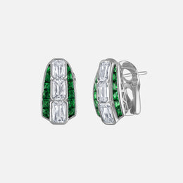 ASHOKA® Diamond and Emerald Huggies