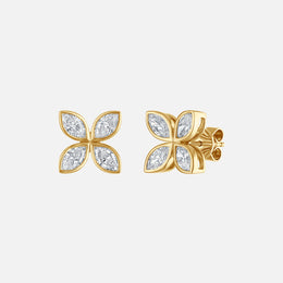 Bezeled Flower Studs