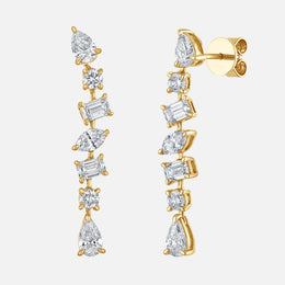 Mixed-Shape Diamond Drop Earrings