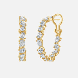 Mixed-Shape Diamond Inside-Out Hoops