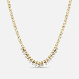 Gold Graduated Prong Diamond Medium Box-Chain Necklace