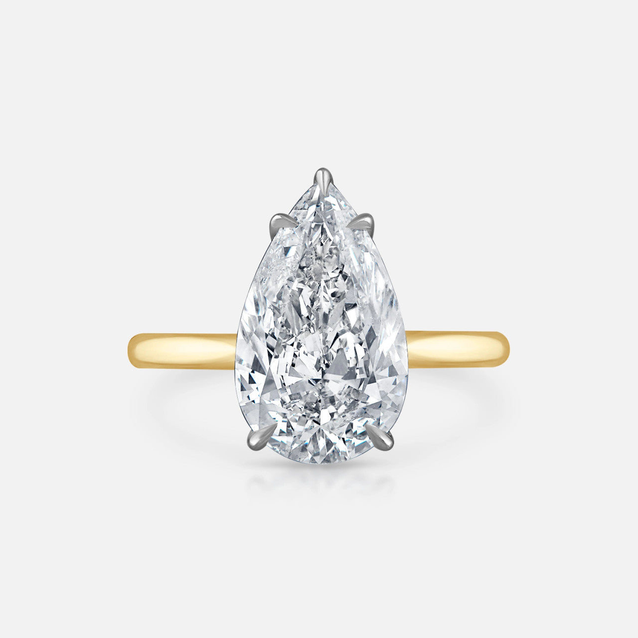 3.89-Carat Pear-Shaped Diamond Ring in the yellow gold Signature Solitaire Setting