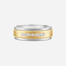Two-Tone Diamond Inlay Wedding Band