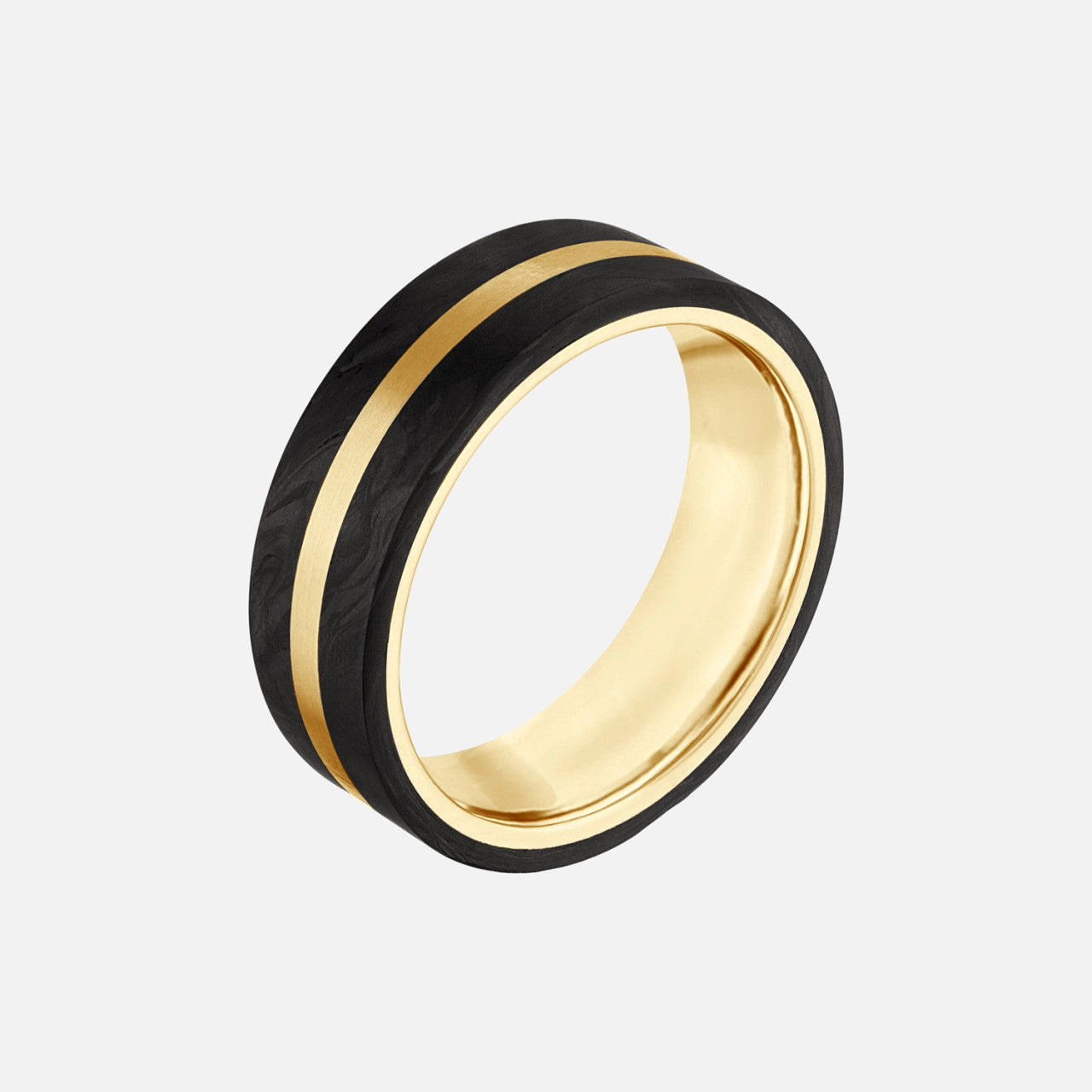 carbon fiber mens wedding band with gold center