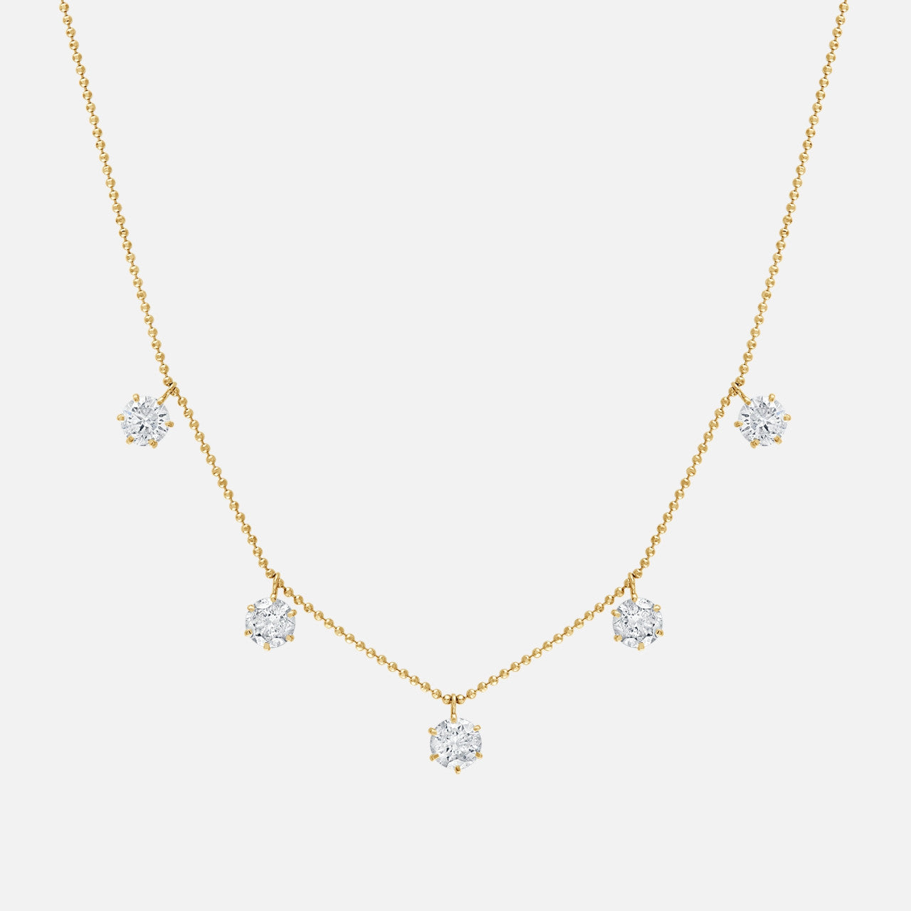 Large Floating Diamond Necklace in yellow gold