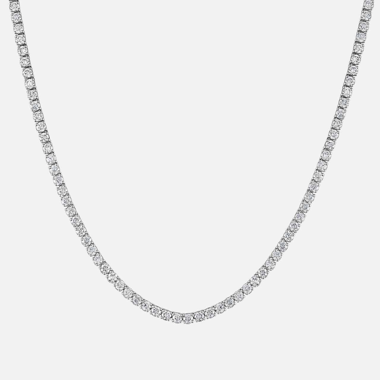 Refined prong set in white gold, diamond tennis necklace