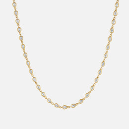 Bezel-Set Pear-Shaped Diamond Tennis Necklace