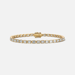 Bezel-Set Emerald-Cut Diamond Tennis Bracelet