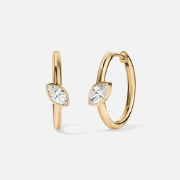Bezel-Set Marquise Diamond Hoop Earrings