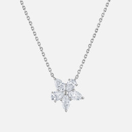Diamond Flower Necklace With Marquise and Pear-Shaped Stones