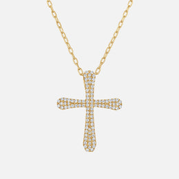 Bubble Pave Cross Necklace