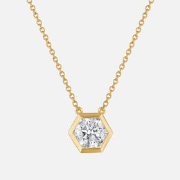 Large Honeycomb Diamond Solitaire Necklace