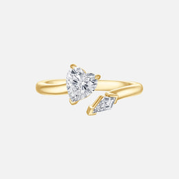 Heart and Kite Diamond Bypass Ring in Yellow Gold