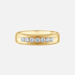 Diamond Center Wedding Band With Sandpaper Finish