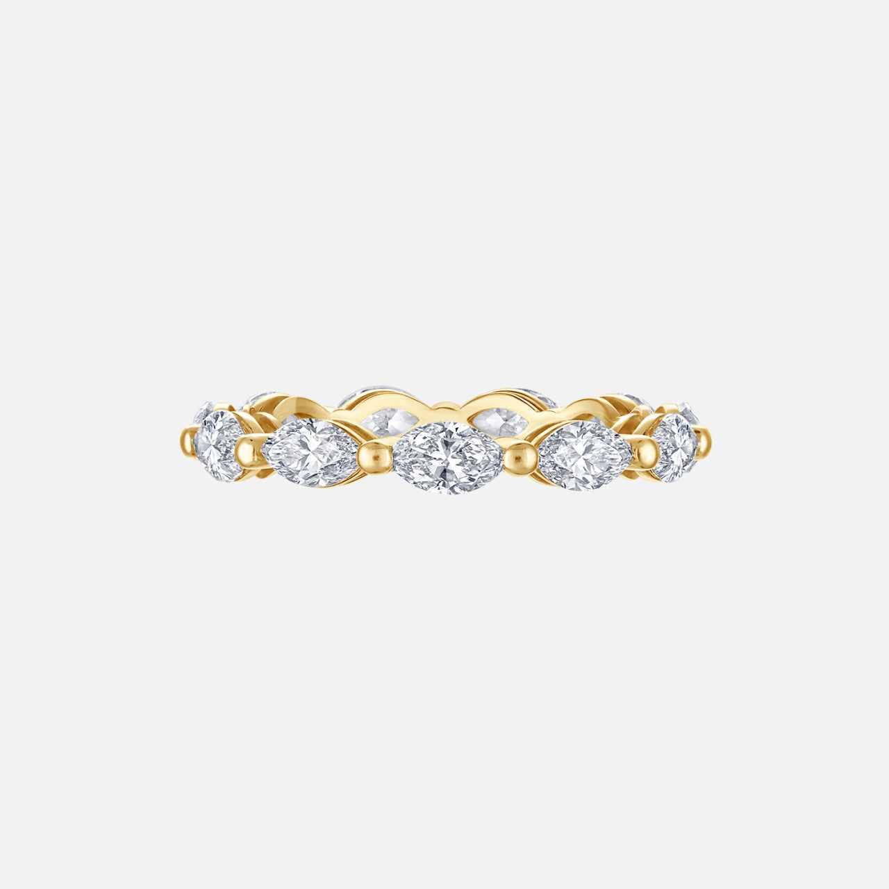 Refined yellow gold marquis diamond eternity wedding band