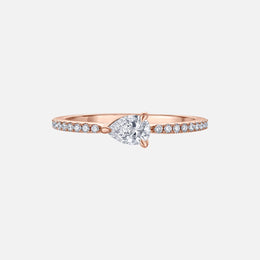 Pear Diamond Center Pave Stacking Ring