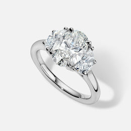 Platinum Semi-Mount With Round and Oval Half Moon Diamonds