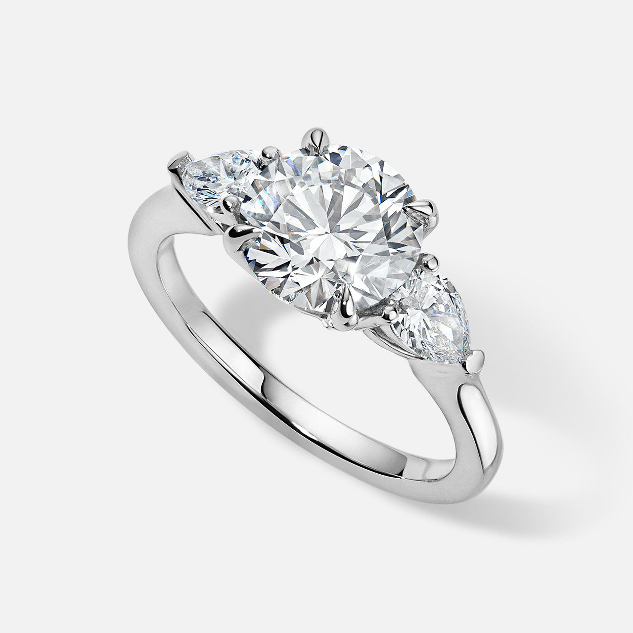 Forever by Razny 18k White Gold Semi-Mount with Pear-Shaped Side Stones