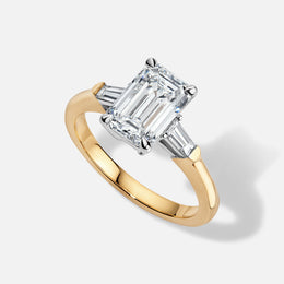 18k White and Yellow Gold Semi-Mount with Baguette Diamonds