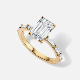18k Yellow Gold Modern East-West Baguette Semi-Mount
