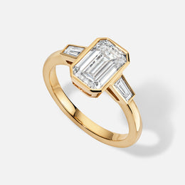 18k Yellow Gold Semi-Mount with Bezel-Set Baguette Side Stones