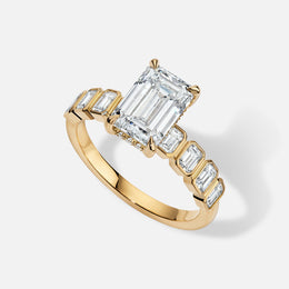 18k Yellow Gold Modern Emerald Bezel Shank Semi-Mount
