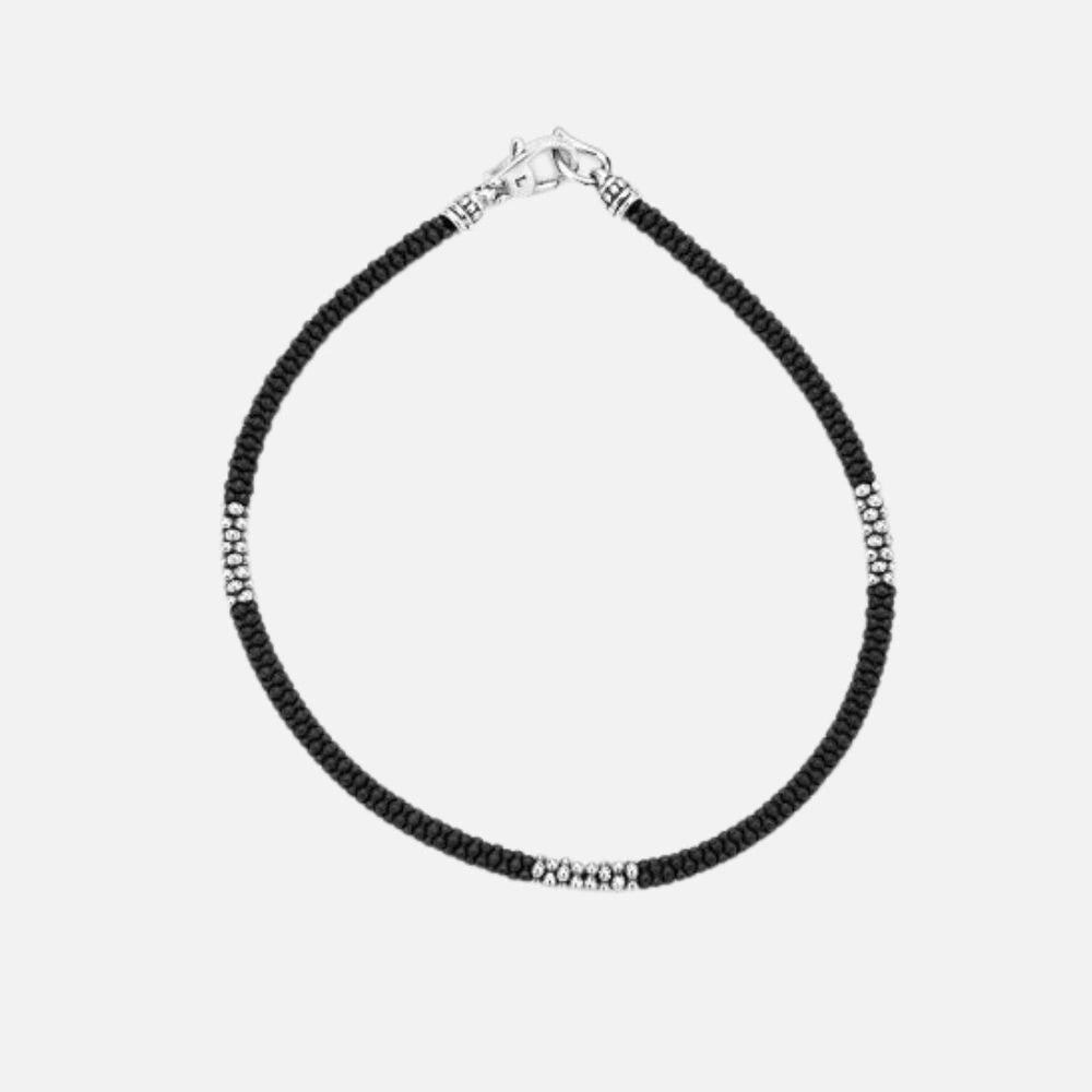 LAGOS Three Silver Station Matte Ceramic Bracelet, 3 mm