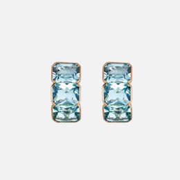 Bezel-Set Emerald-Cut Blue Topaz Earrings