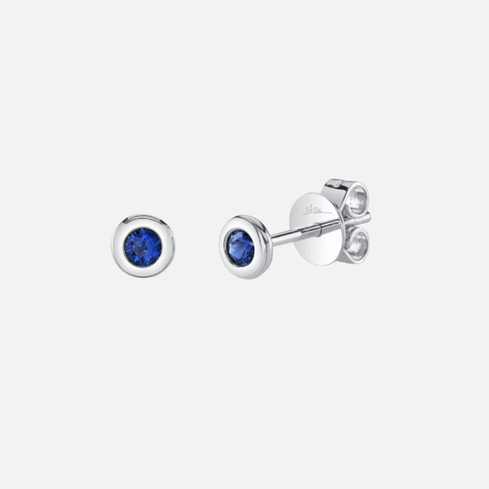 Blue Sapphire white gold studs