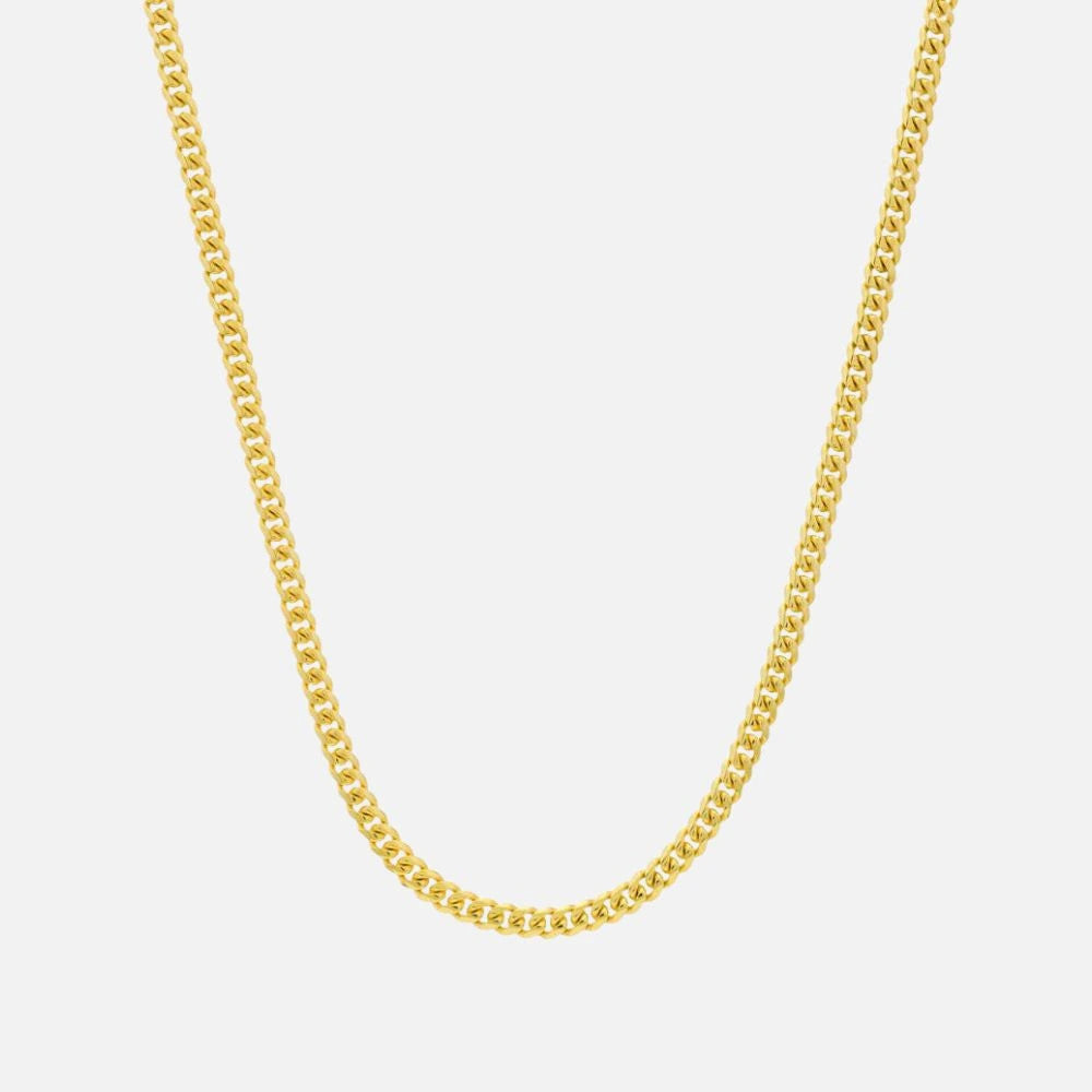Crafted in 14K yellow gold, this 24-inch hollow Miami Cuban link chain showcases 6.4 mm wide links.